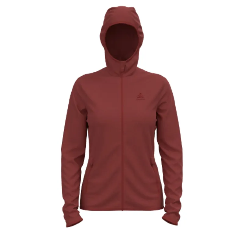 Odlo Women's Roy Mid Layer Hoody Full Zip in Pale Mauve / Spiced Apple